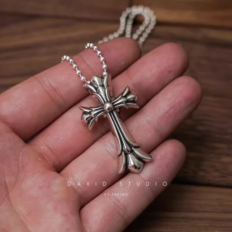 Chrome Hearts Small Double Cross Pendant – Ball Chain