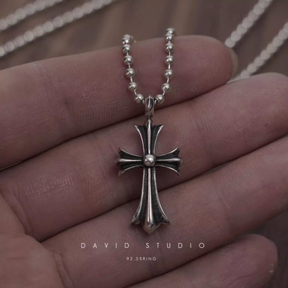 Chrome Hearts Small Cross Charm Necklace with Diamonds – Ball Chain