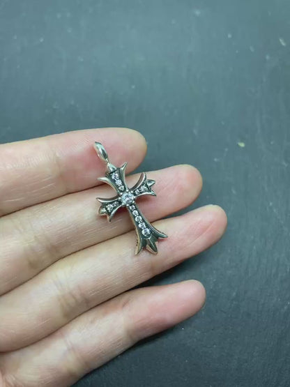 Chrome Hearts Small Cross Charm With Diamonds